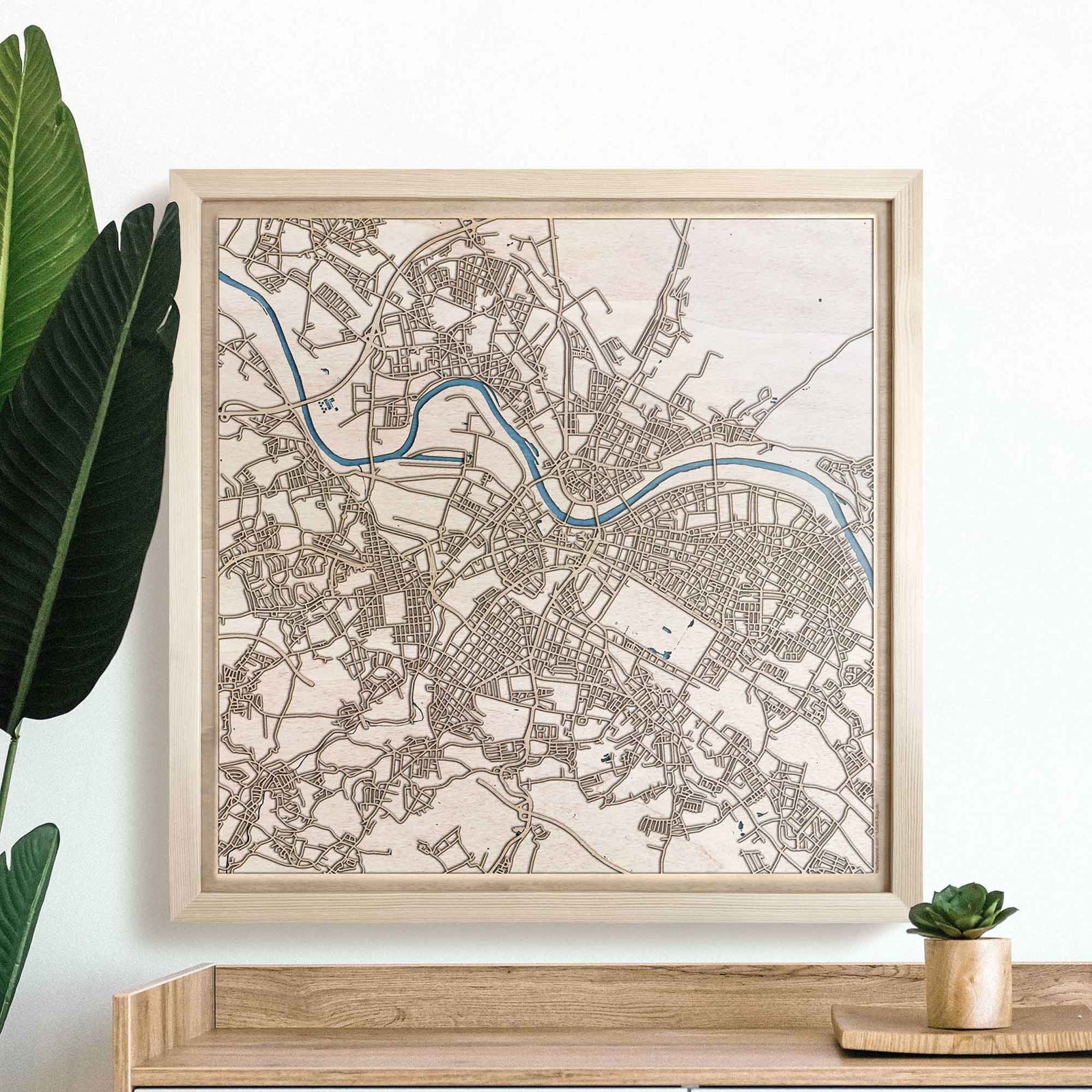 Dresden Wooden Map by CityWood - Custom Wood Map Art - Unique Laser Cut Engraved - Anniversary Gift