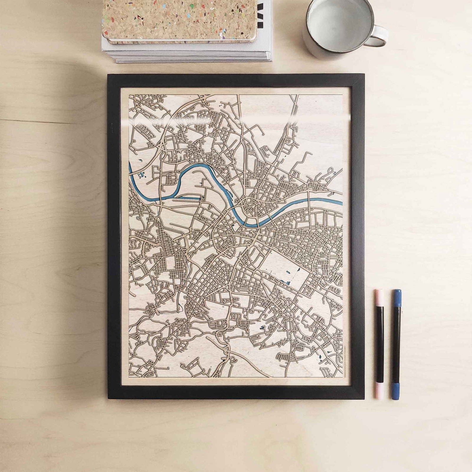 Dresden Wooden Map by CityWood - Custom Wood Map Art - Unique Laser Cut Engraved - Anniversary Gift