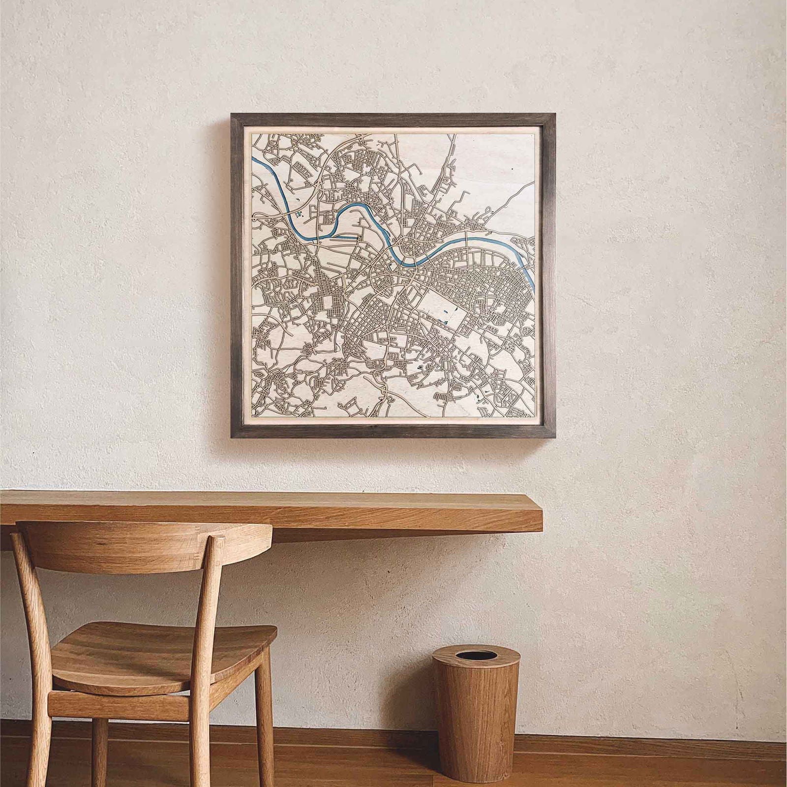 Dresden Wooden Map by CityWood - Custom Wood Map Art - Unique Laser Cut Engraved - Anniversary Gift
