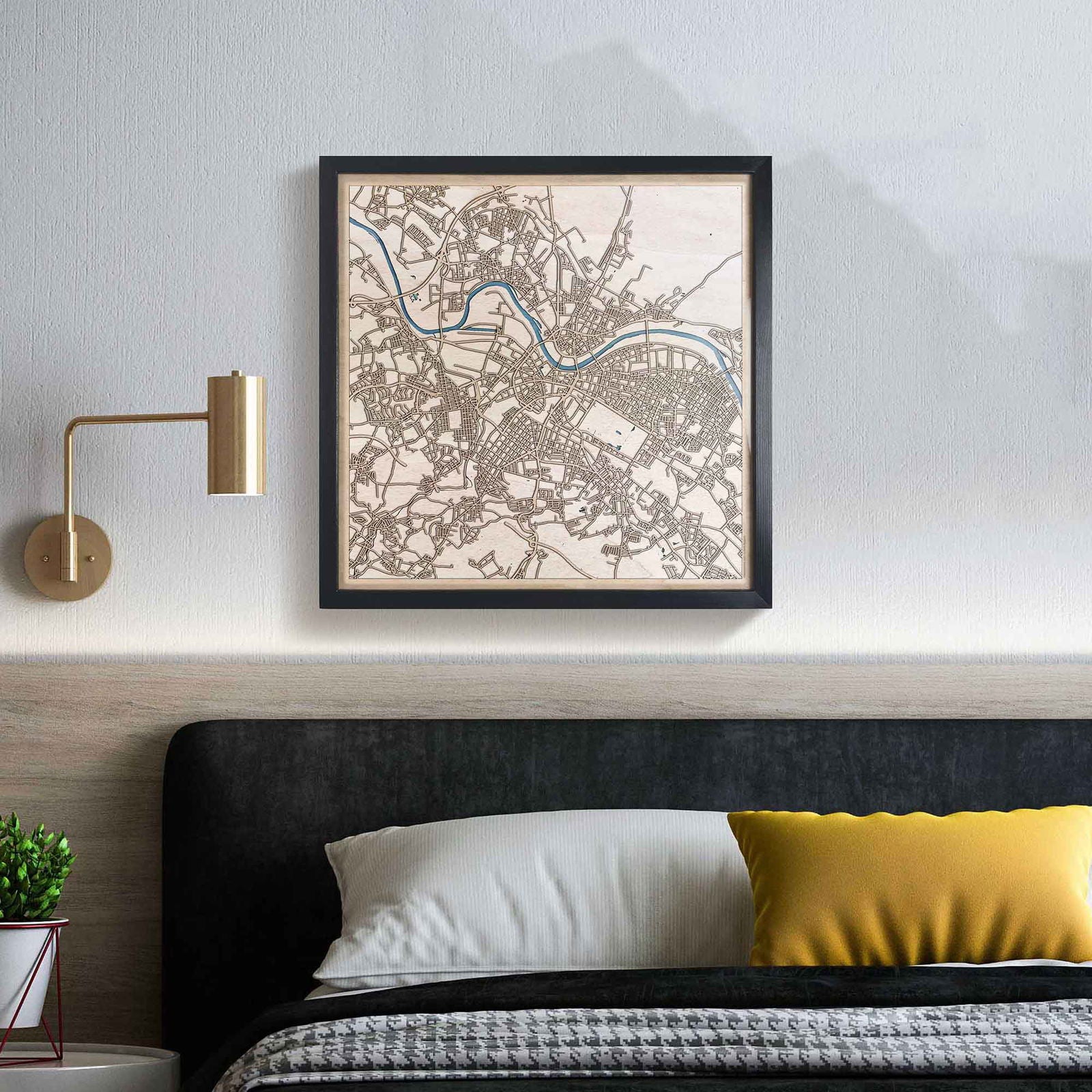 Dresden Wooden Map by CityWood - Custom Wood Map Art - Unique Laser Cut Engraved - Anniversary Gift