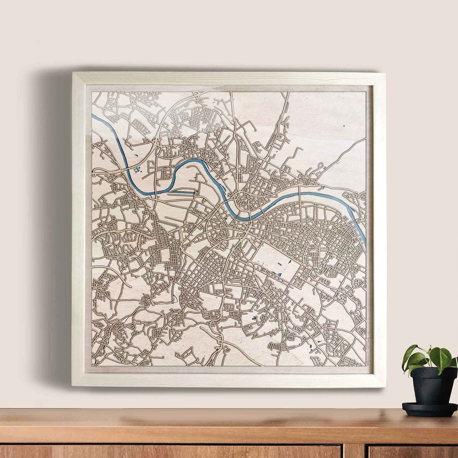 Dresden Wooden Map by CityWood - Custom Wood Map Art - Unique Laser Cut Engraved - Anniversary Gift