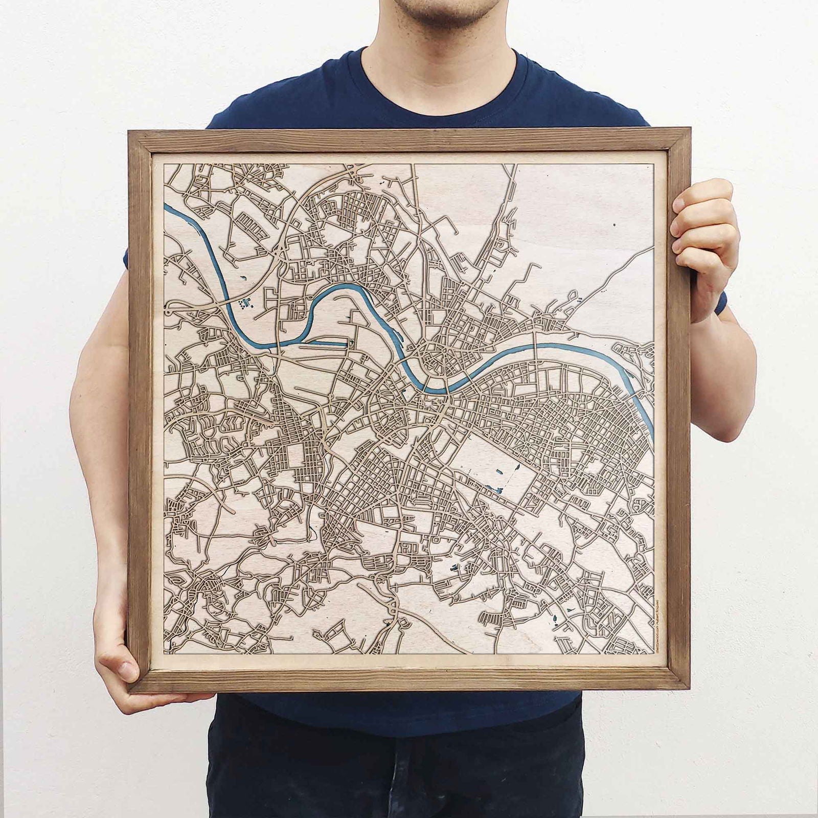 Dresden Wooden Map by CityWood - Custom Wood Map Art - Unique Laser Cut Engraved - Anniversary Gift