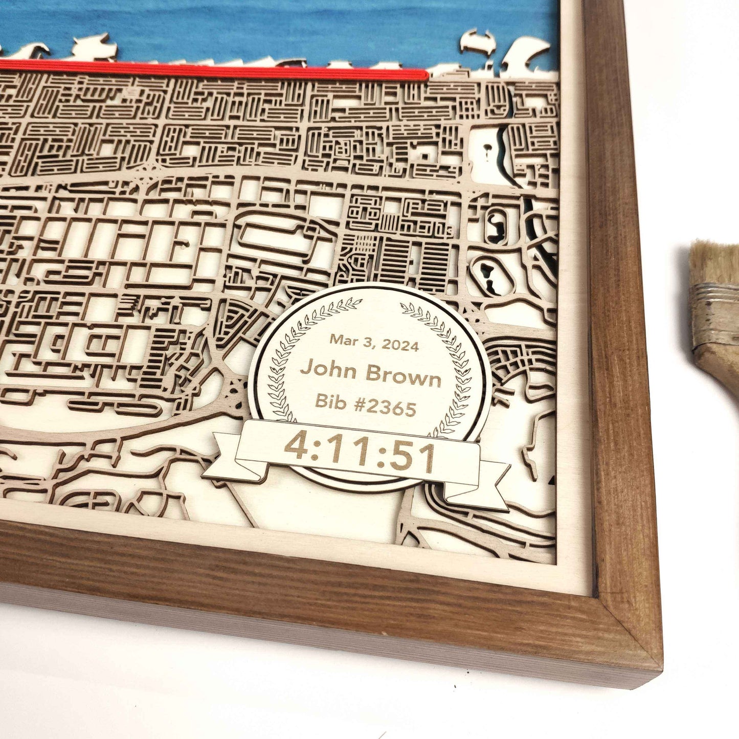 Dubai Marathon Commemorative Wooden Route Map – Collector's Item by CityWood - Custom Wood Map Art - Unique Laser Cut Engraved - Anniversary Gift