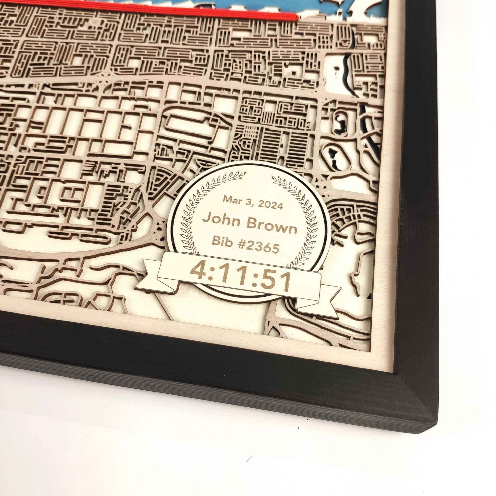 Dubai Marathon Course Map - Wall Art Gift by CityWood - Custom Wood Map Art - Unique Laser Cut Engraved - Anniversary Gift