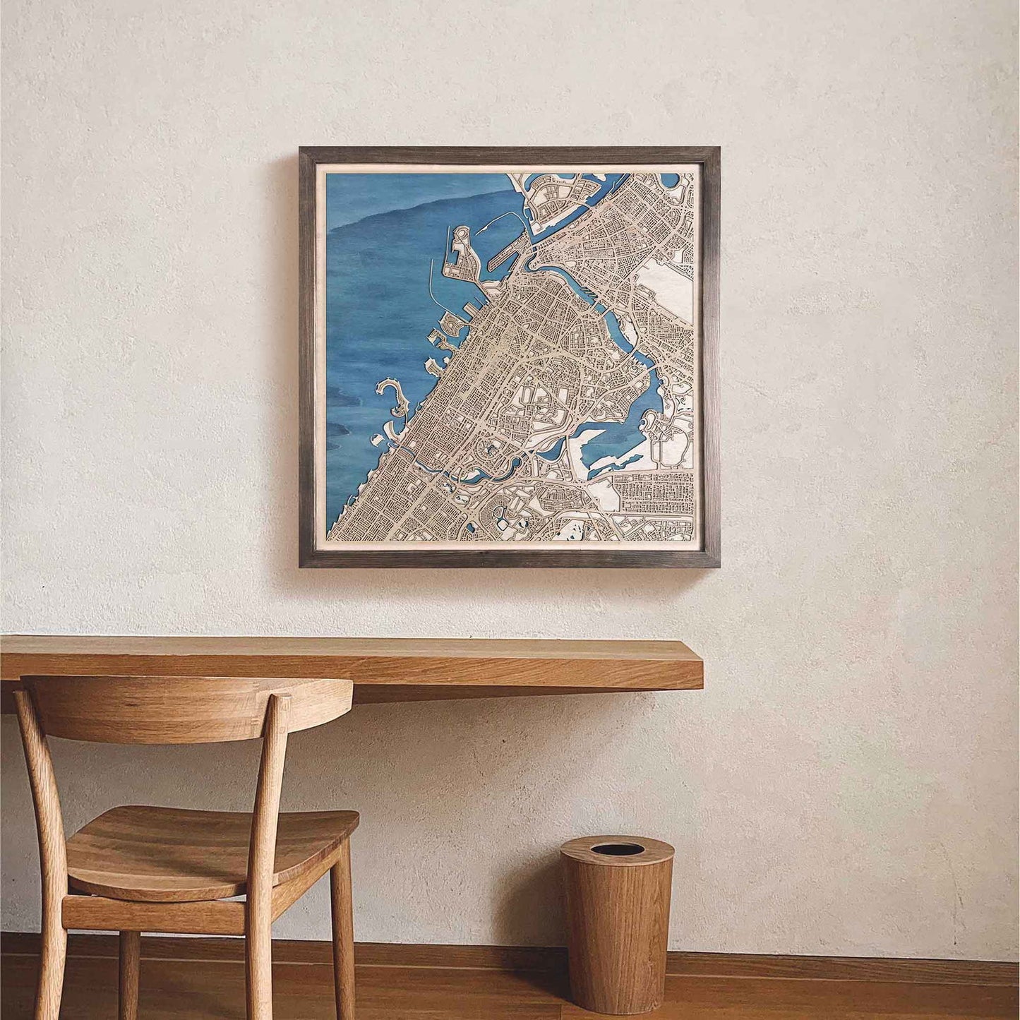 Dubai Wooden Map by CityWood - Custom Wood Map Art - Unique Laser Cut Engraved - Anniversary Gift
