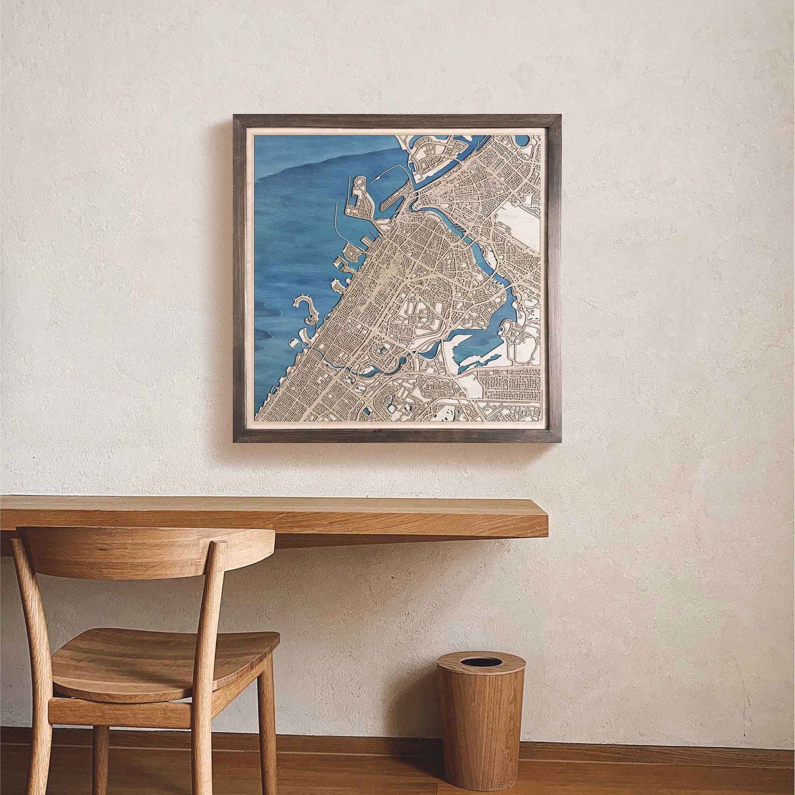 Dubai Wooden Map by CityWood - Custom Wood Map Art - Unique Laser Cut Engraved - Anniversary Gift