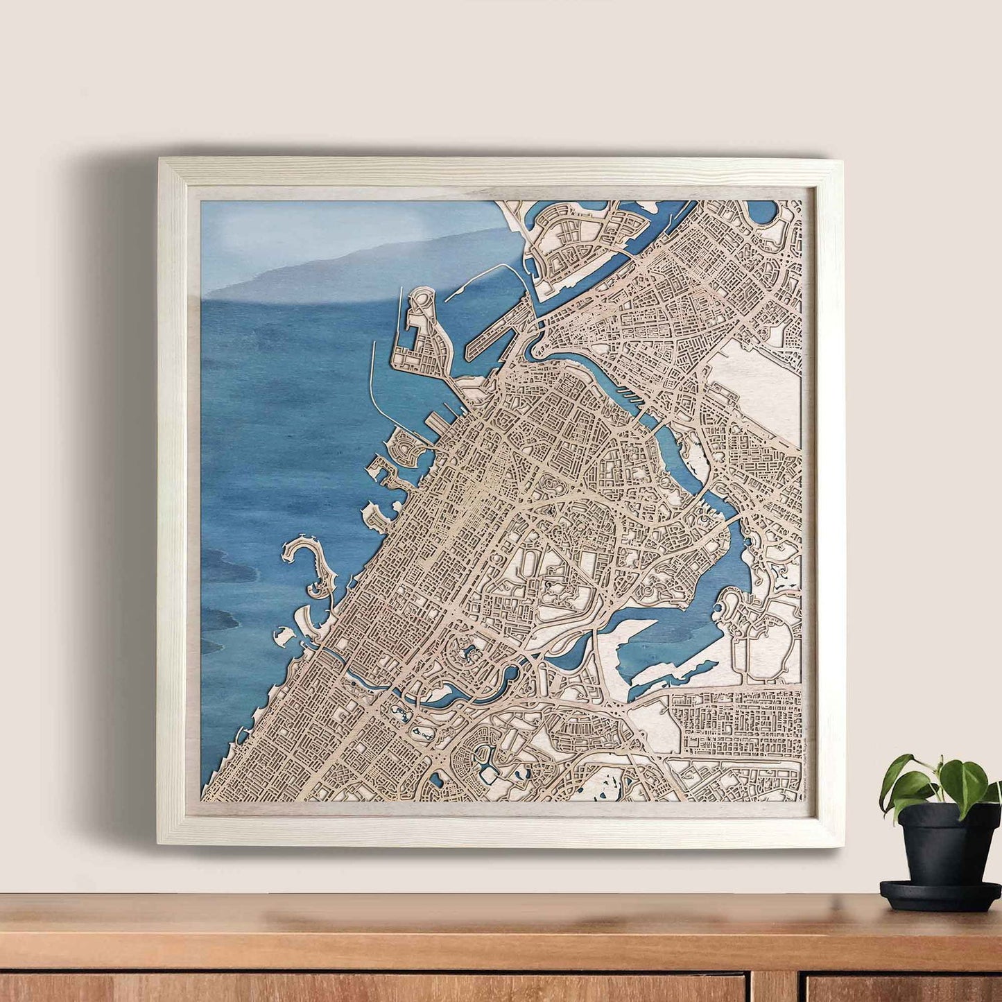 Dubai Wooden Map by CityWood - Custom Wood Map Art - Unique Laser Cut Engraved - Anniversary Gift