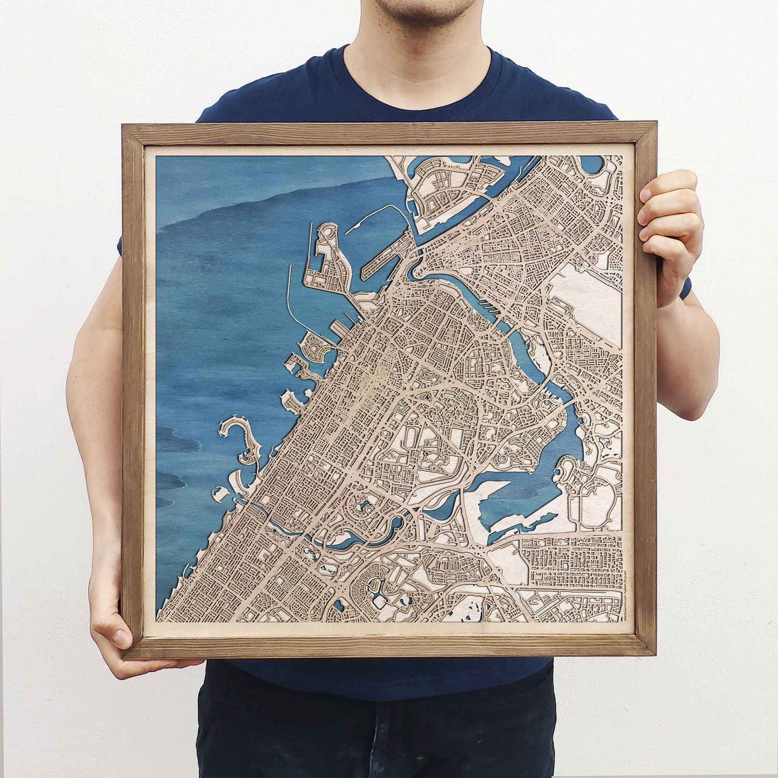 Dubai Wooden Map by CityWood - Custom Wood Map Art - Unique Laser Cut Engraved - Anniversary Gift