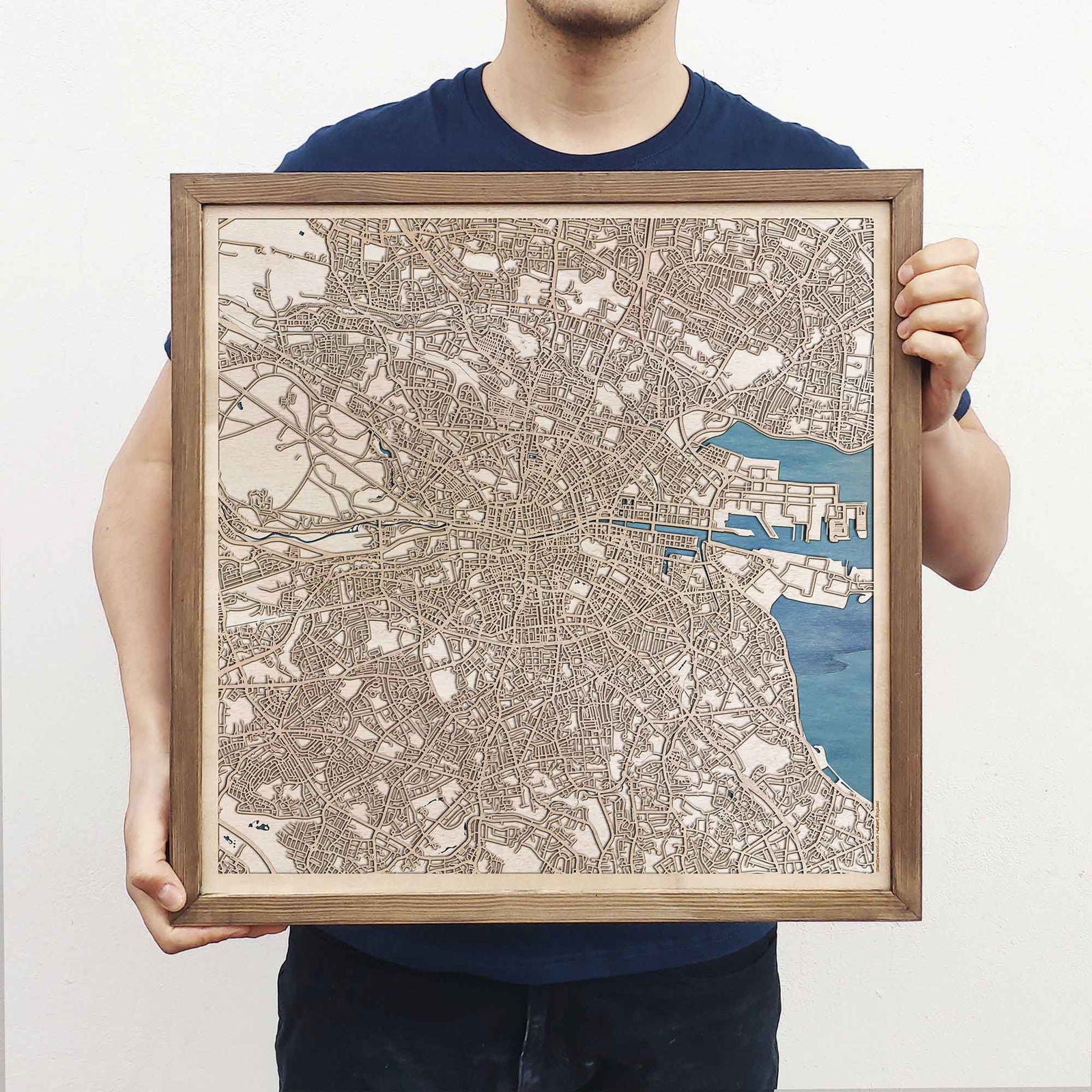 Dublin Wooden Map by CityWood - Custom Wood Map Art - Unique Laser Cut Engraved - Anniversary Gift