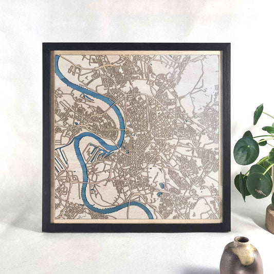 Dusseldorf Wooden Map by CityWood - Custom Wood Map Art - Unique Laser Cut Engraved - Anniversary Gift
