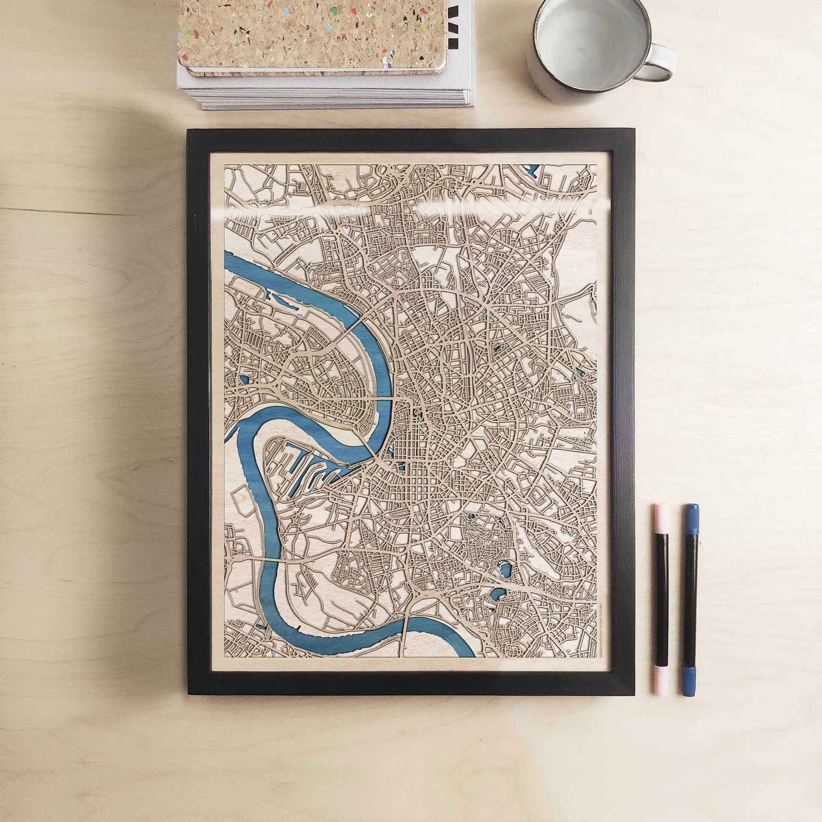 Dusseldorf Wooden Map by CityWood - Custom Wood Map Art - Unique Laser Cut Engraved - Anniversary Gift