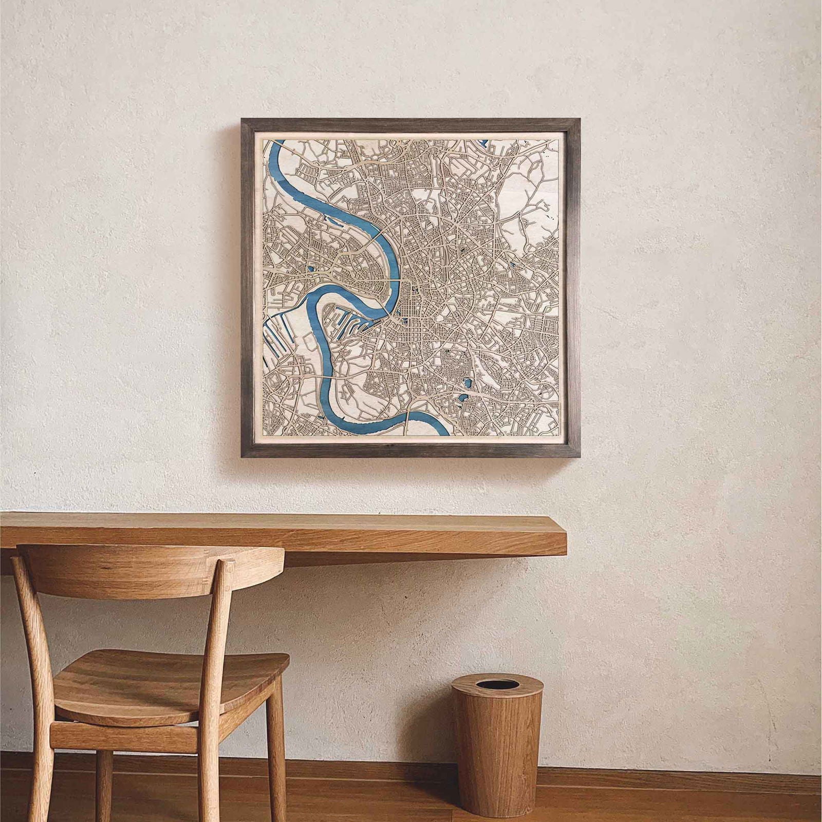 Dusseldorf Wooden Map by CityWood - Custom Wood Map Art - Unique Laser Cut Engraved - Anniversary Gift