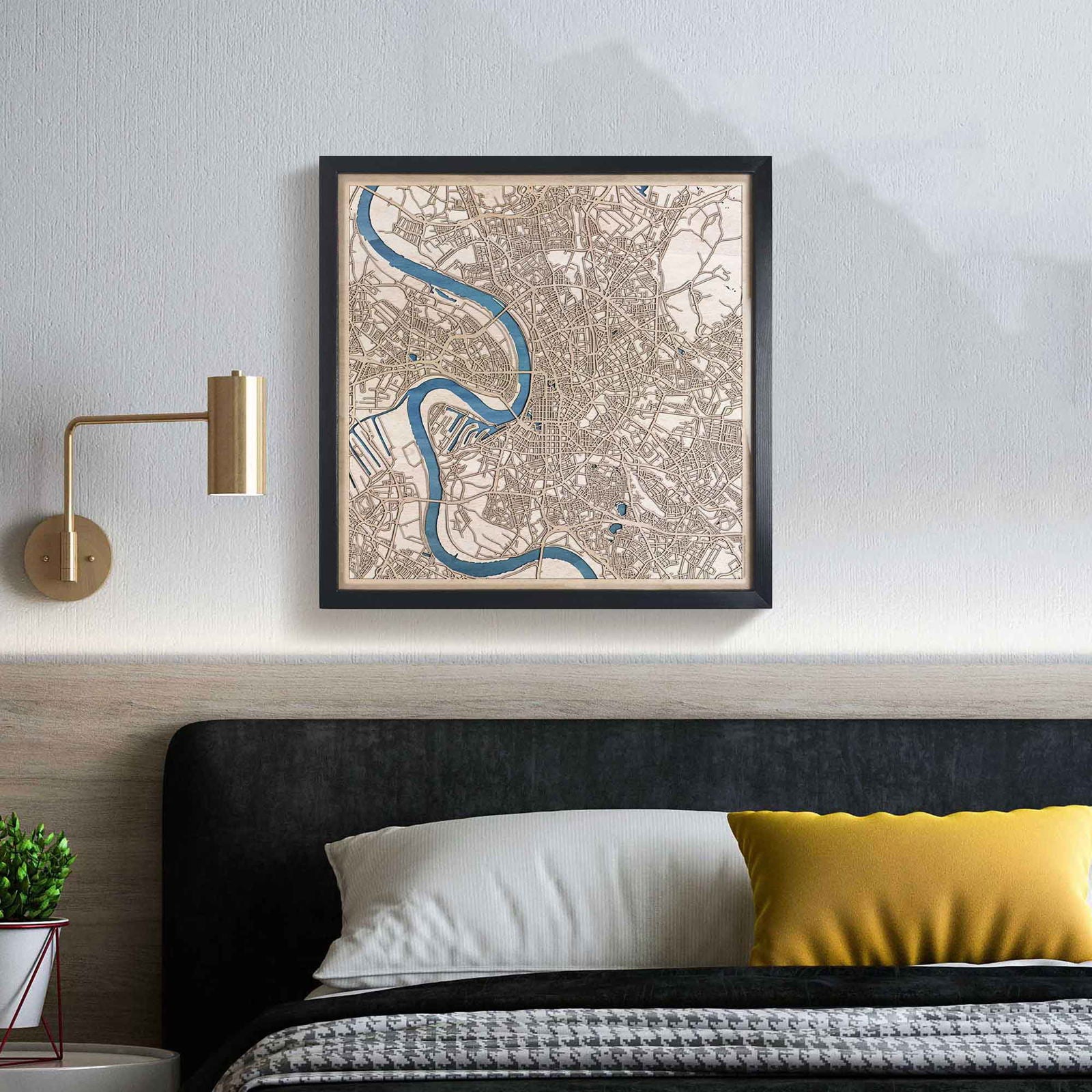 Dusseldorf Wooden Map by CityWood - Custom Wood Map Art - Unique Laser Cut Engraved - Anniversary Gift