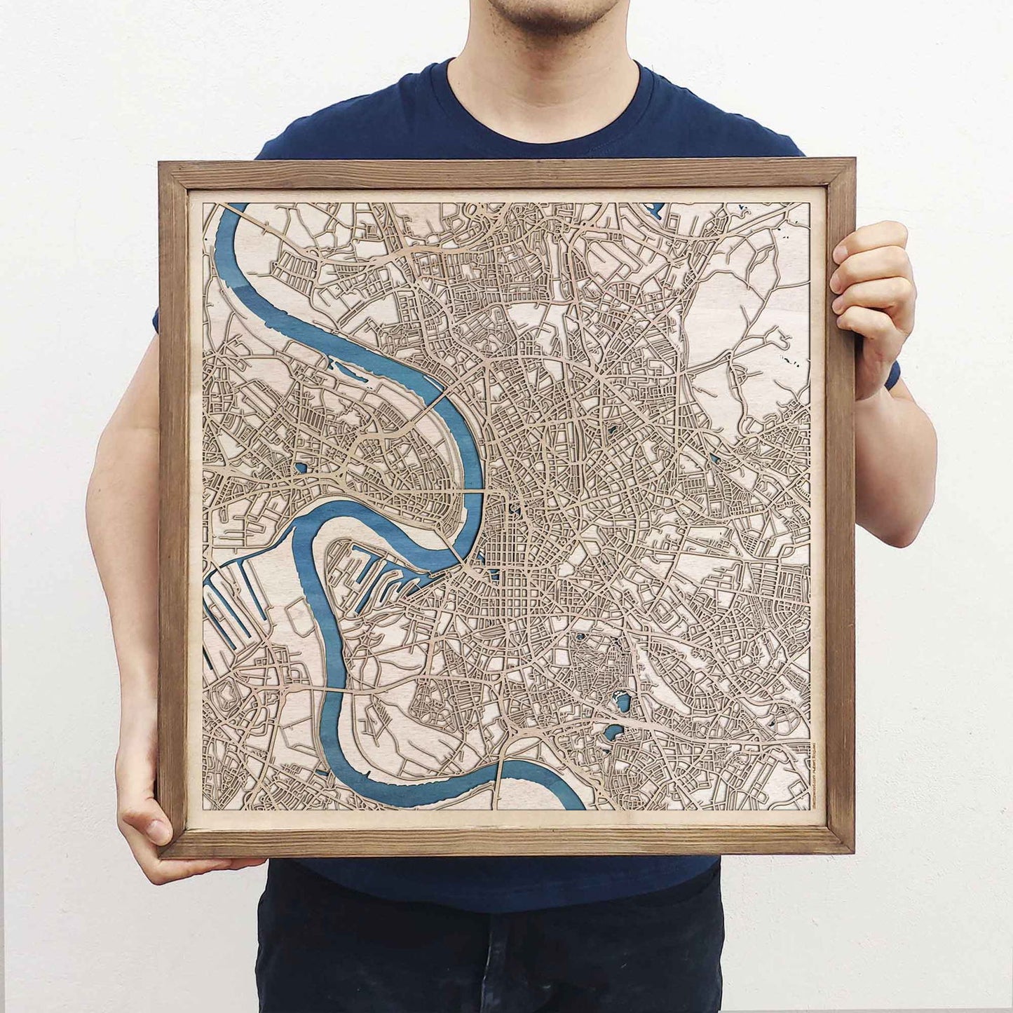 Dusseldorf Wooden Map by CityWood - Custom Wood Map Art - Unique Laser Cut Engraved - Anniversary Gift