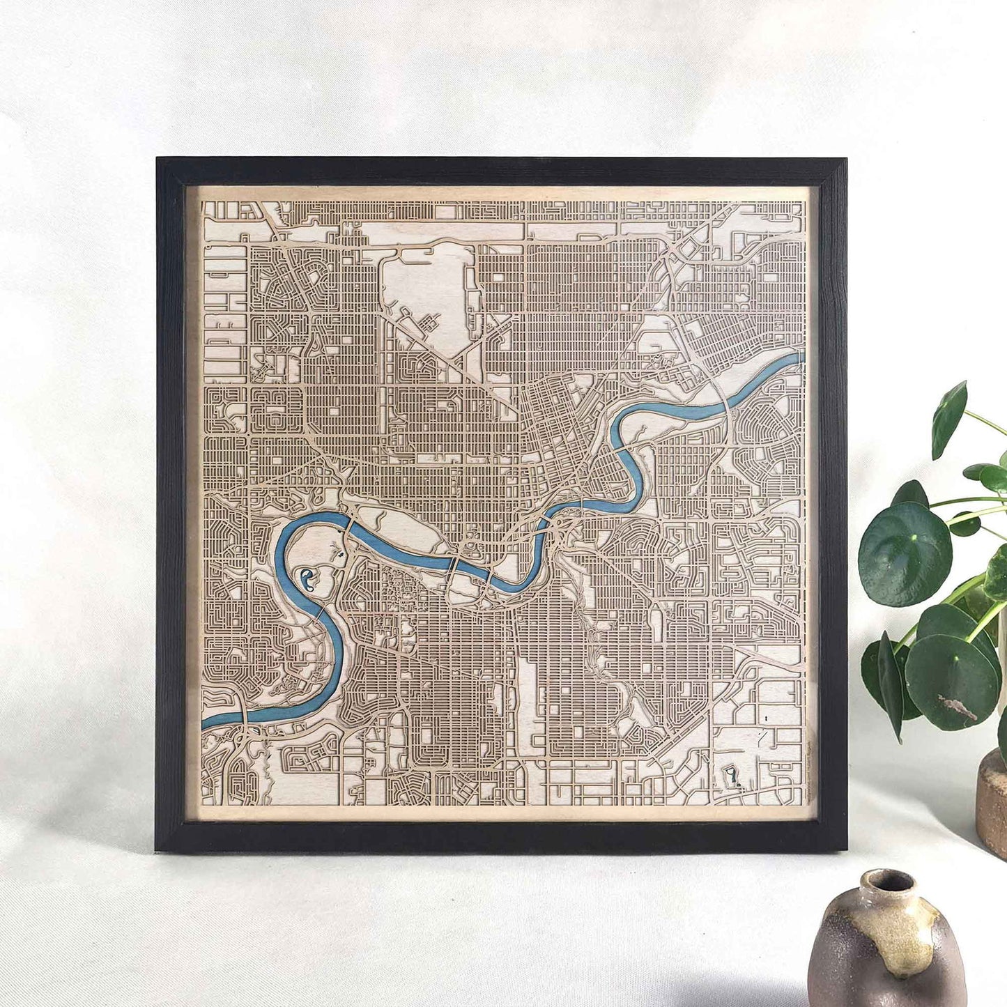 Edmonton Wooden Map by CityWood - Custom Wood Map Art - Unique Laser Cut Engraved - Anniversary Gift