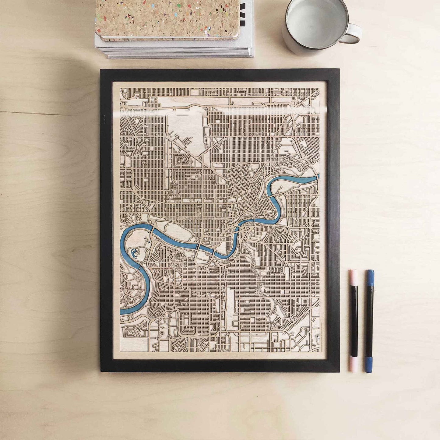 Edmonton Wooden Map by CityWood - Custom Wood Map Art - Unique Laser Cut Engraved - Anniversary Gift