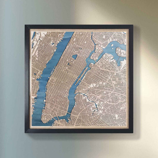 Elegant New York framed engraved artwork for stylish decor.