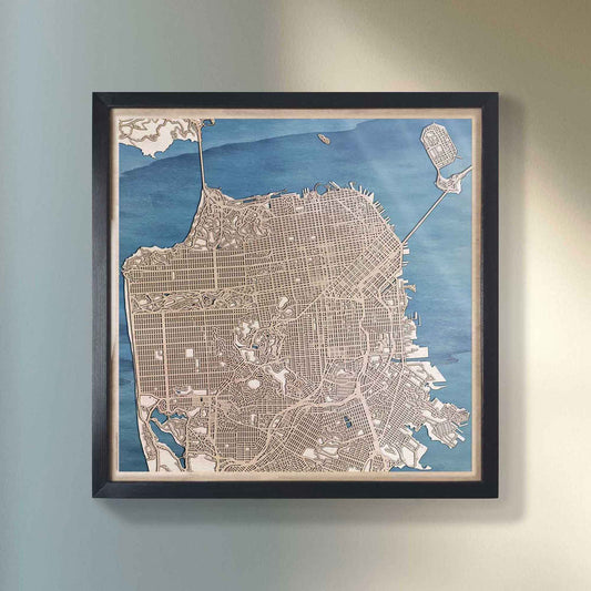 Elegant San Francisco framed engraved artwork for stylish home decor.