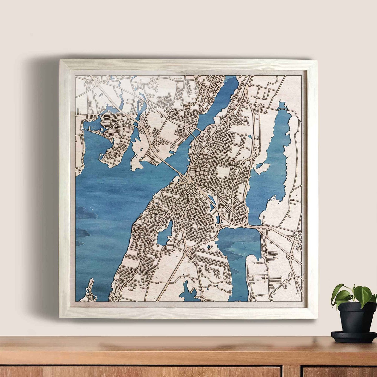 Fall River Wooden Map by CityWood - Custom Wood Map Art - Unique Laser Cut Engraved - Anniversary Gift