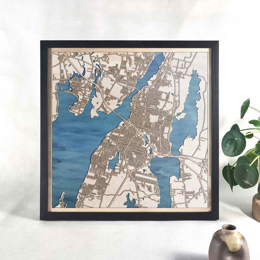 Fall River Wooden Map by CityWood - Custom Wood Map Art - Unique Laser Cut Engraved - Anniversary Gift