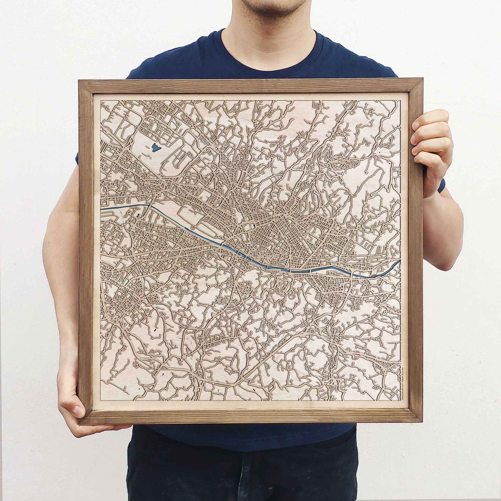 Florence Wooden Map by CityWood - Custom Wood Map Art - Unique Laser Cut Engraved - Anniversary Gift