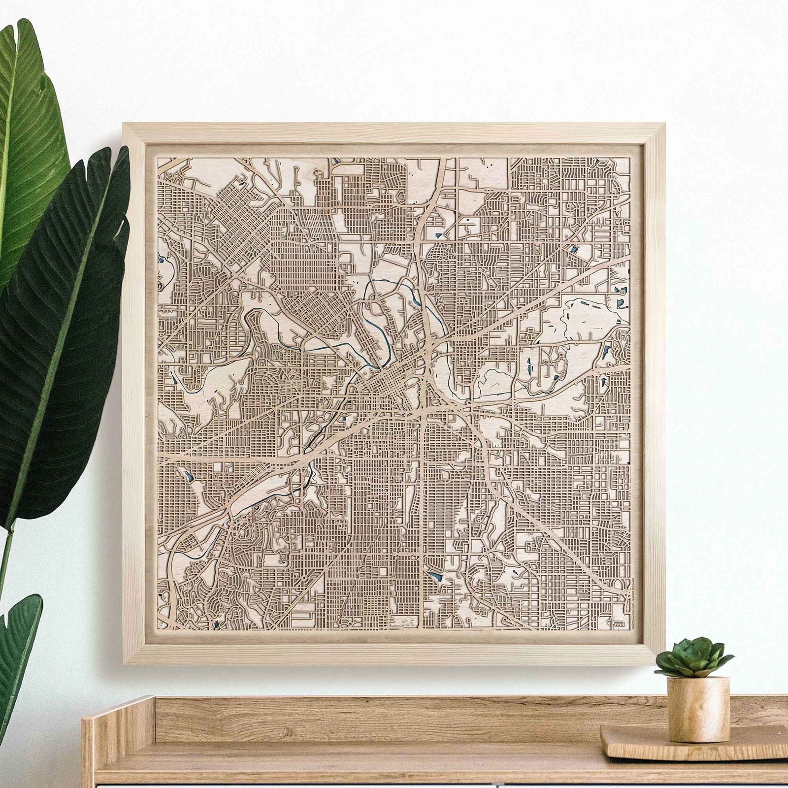 Fort Worth Wooden Map by CityWood - Custom Wood Map Art - Unique Laser Cut Engraved - Anniversary Gift