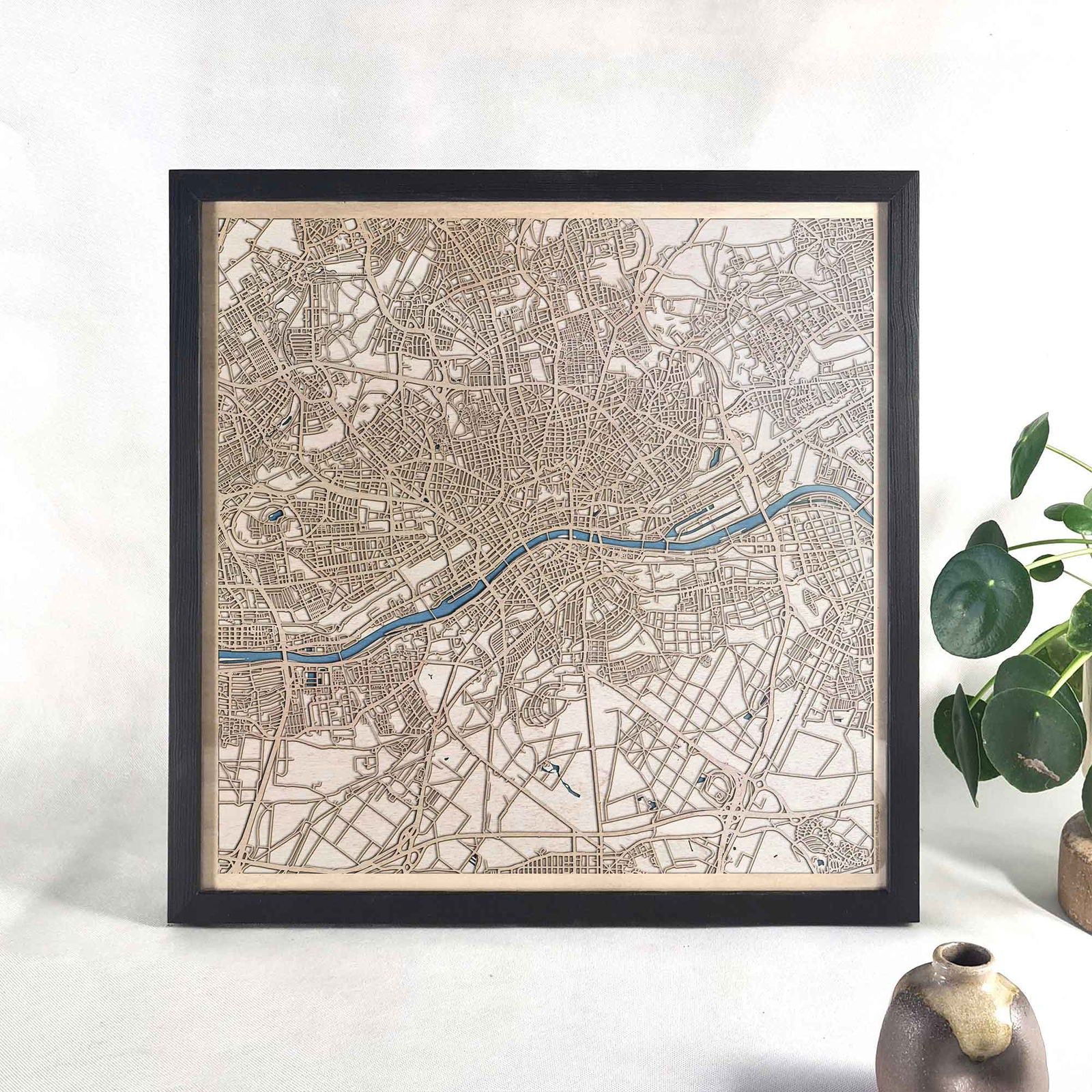 Frankfurt Wooden Map by CityWood - Custom Wood Map Art - Unique Laser Cut Engraved - Anniversary Gift