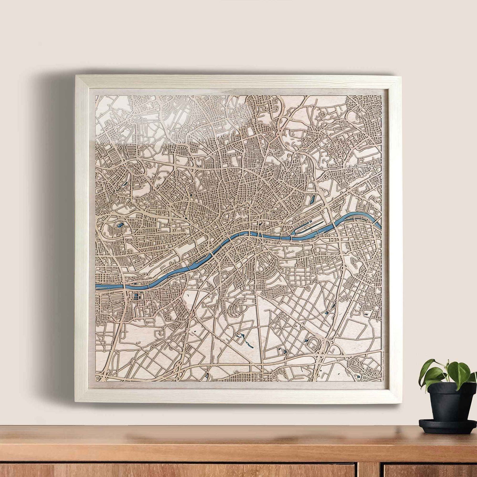 Frankfurt Wooden Map by CityWood - Custom Wood Map Art - Unique Laser Cut Engraved - Anniversary Gift