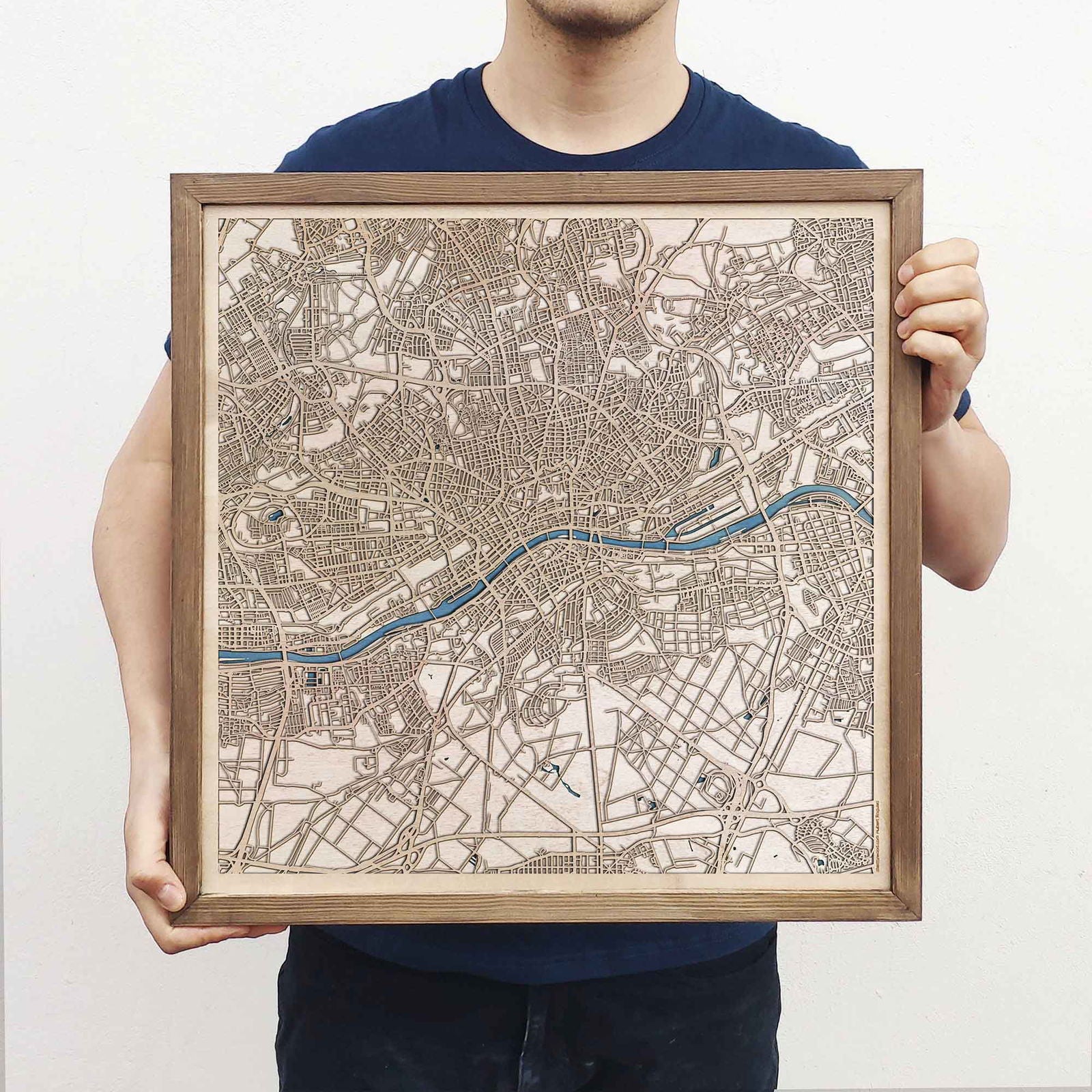 Frankfurt Wooden Map by CityWood - Custom Wood Map Art - Unique Laser Cut Engraved - Anniversary Gift