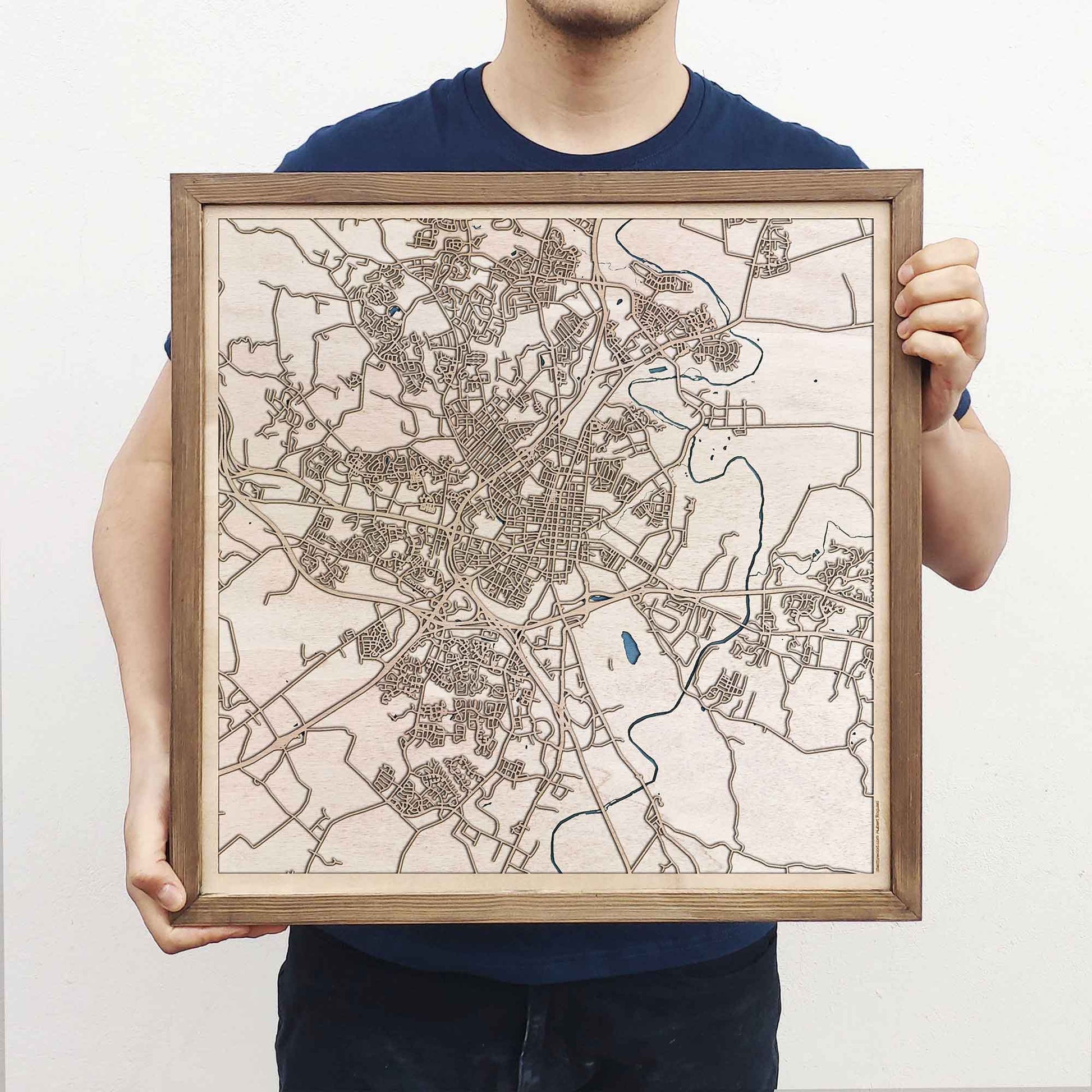 Frederick Wooden Map by CityWood - Custom Wood Map Art - Unique Laser Cut Engraved - Anniversary Gift