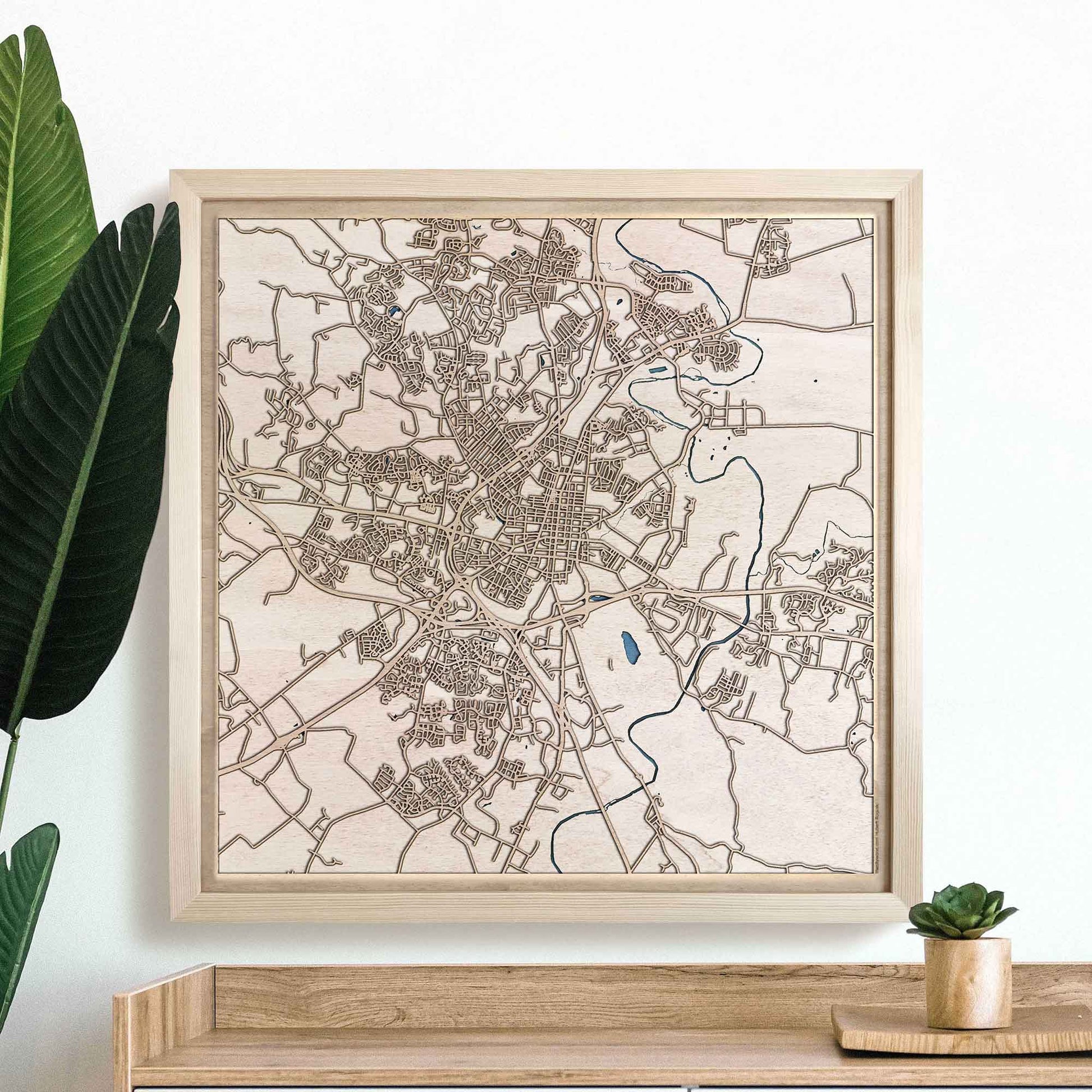 Frederick Wooden Map by CityWood - Custom Wood Map Art - Unique Laser Cut Engraved - Anniversary Gift