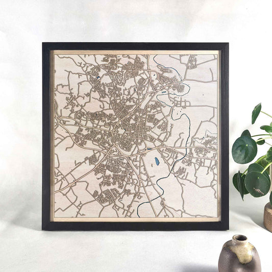 Frederick Wooden Map by CityWood - Custom Wood Map Art - Unique Laser Cut Engraved - Anniversary Gift