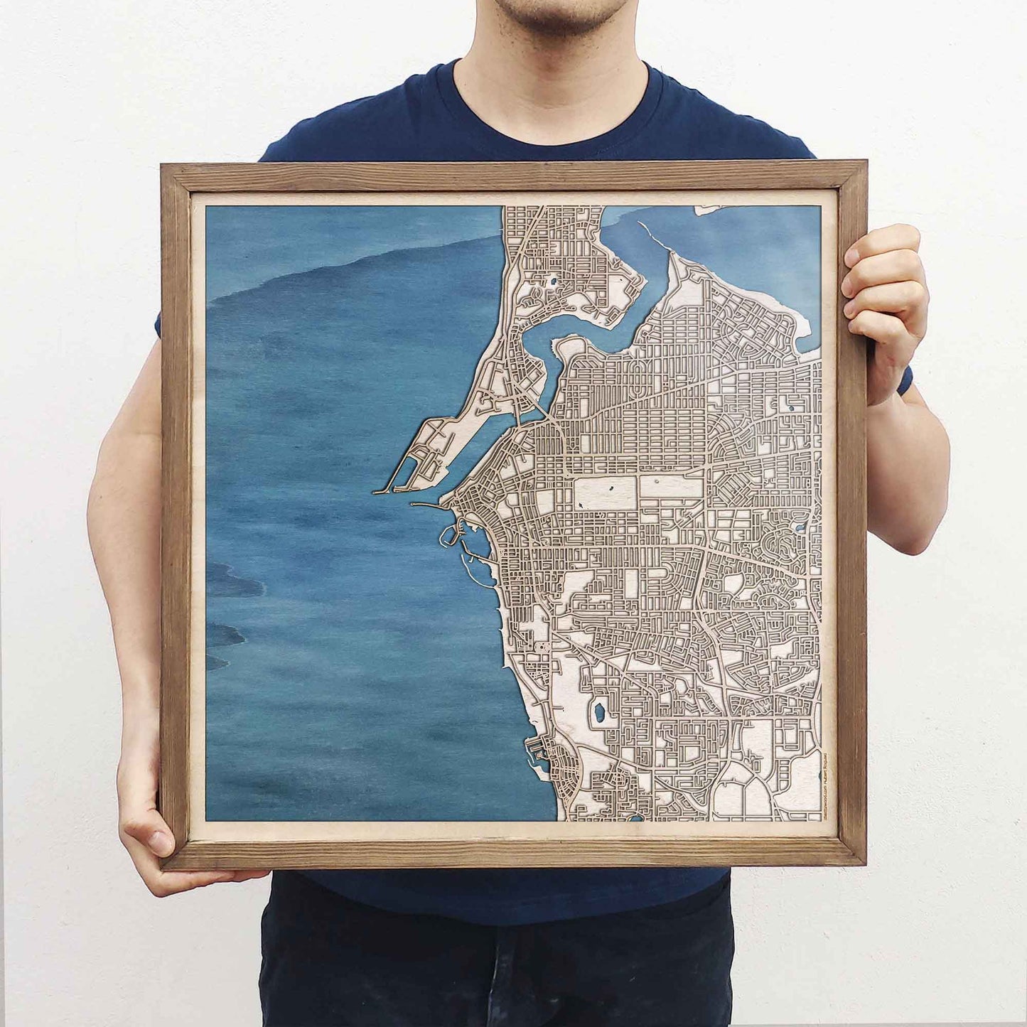 Fremantle Wooden Map by CityWood - Custom Wood Map Art - Unique Laser Cut Engraved - Anniversary Gift