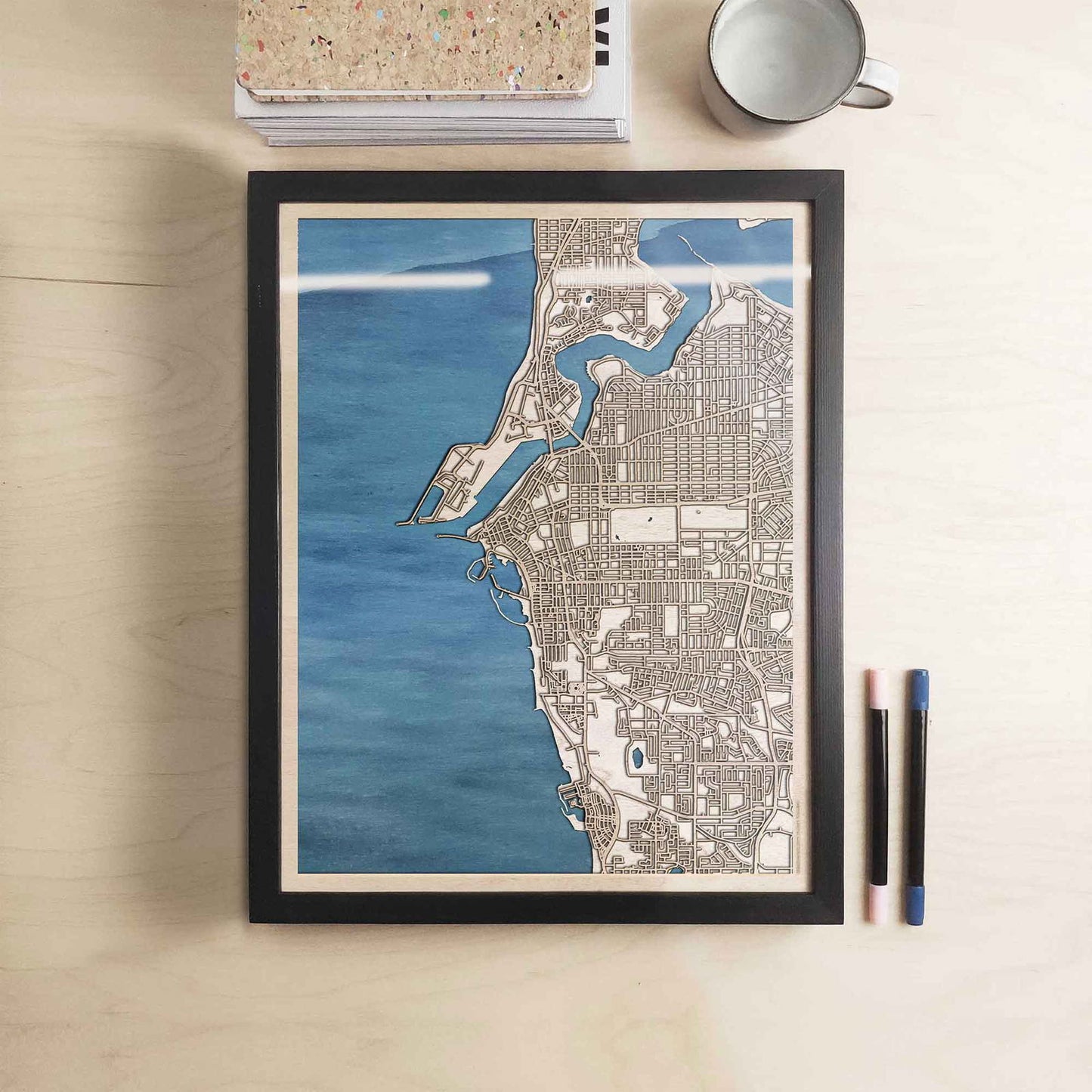 Fremantle Wooden Map by CityWood - Custom Wood Map Art - Unique Laser Cut Engraved - Anniversary Gift