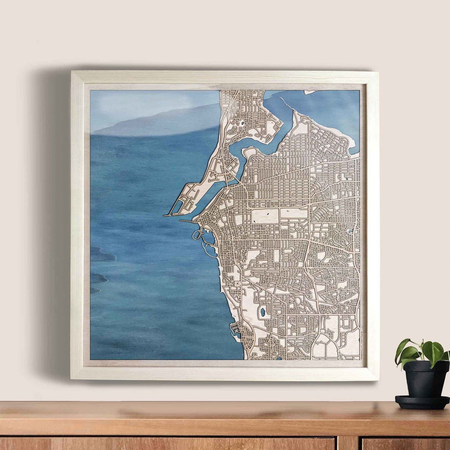 Fremantle Wooden Map by CityWood - Custom Wood Map Art - Unique Laser Cut Engraved - Anniversary Gift