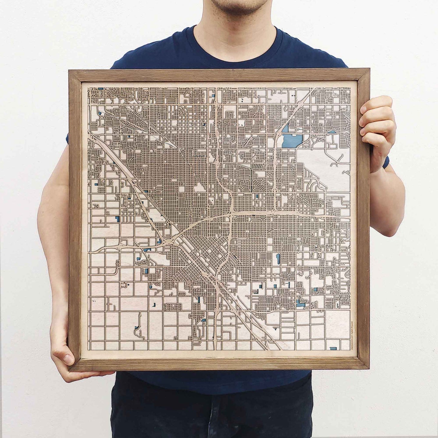 Fresno Wooden Map by CityWood - Custom Wood Map Art - Unique Laser Cut Engraved - Anniversary Gift