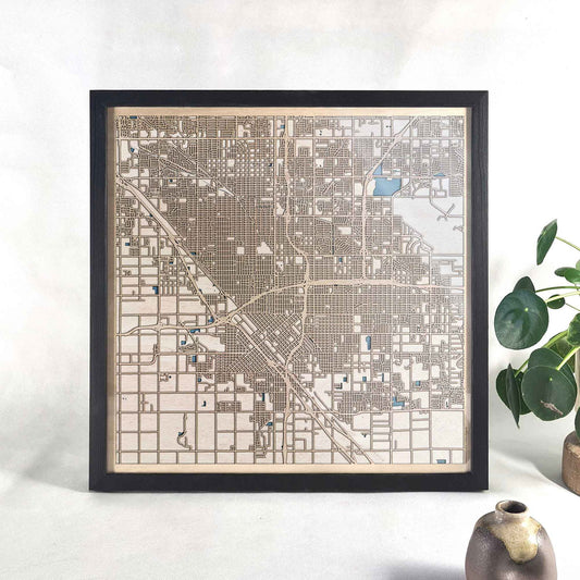 Fresno Wooden Map by CityWood - Custom Wood Map Art - Unique Laser Cut Engraved - Anniversary Gift