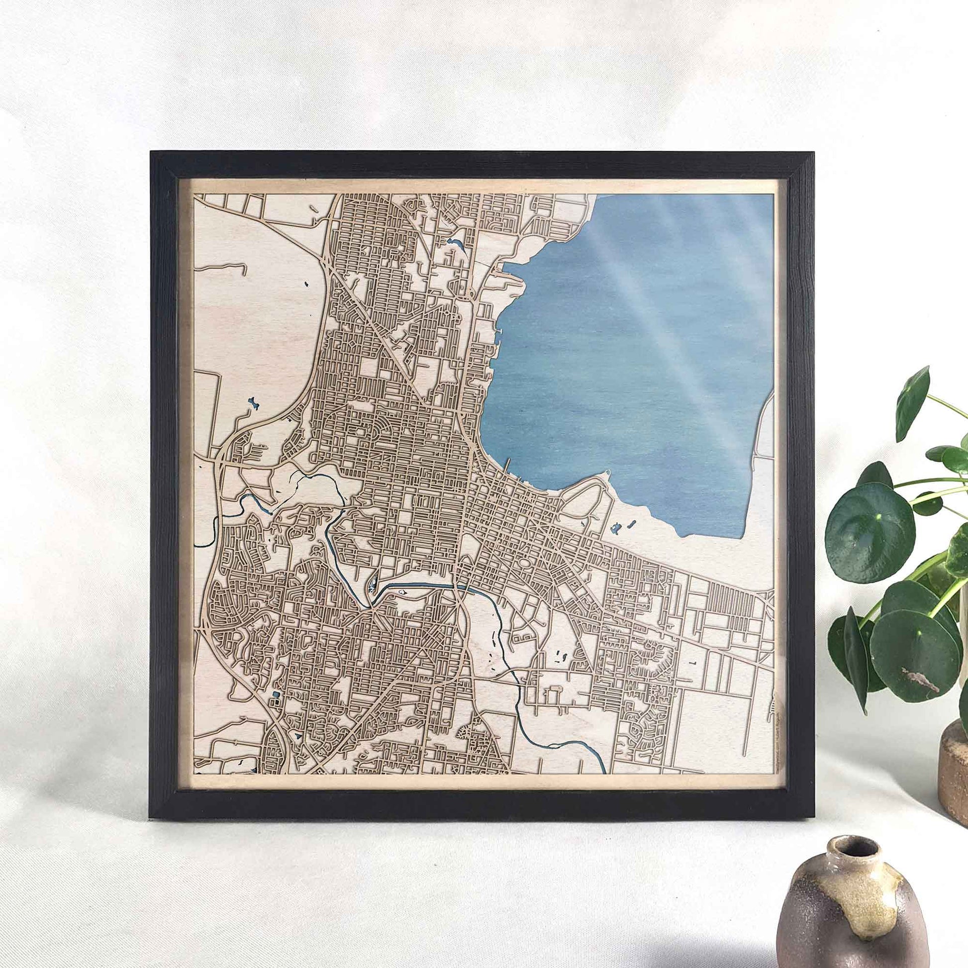 Geelong Wooden Map by CityWood - Custom Wood Map Art - Unique Laser Cut Engraved - Anniversary Gift