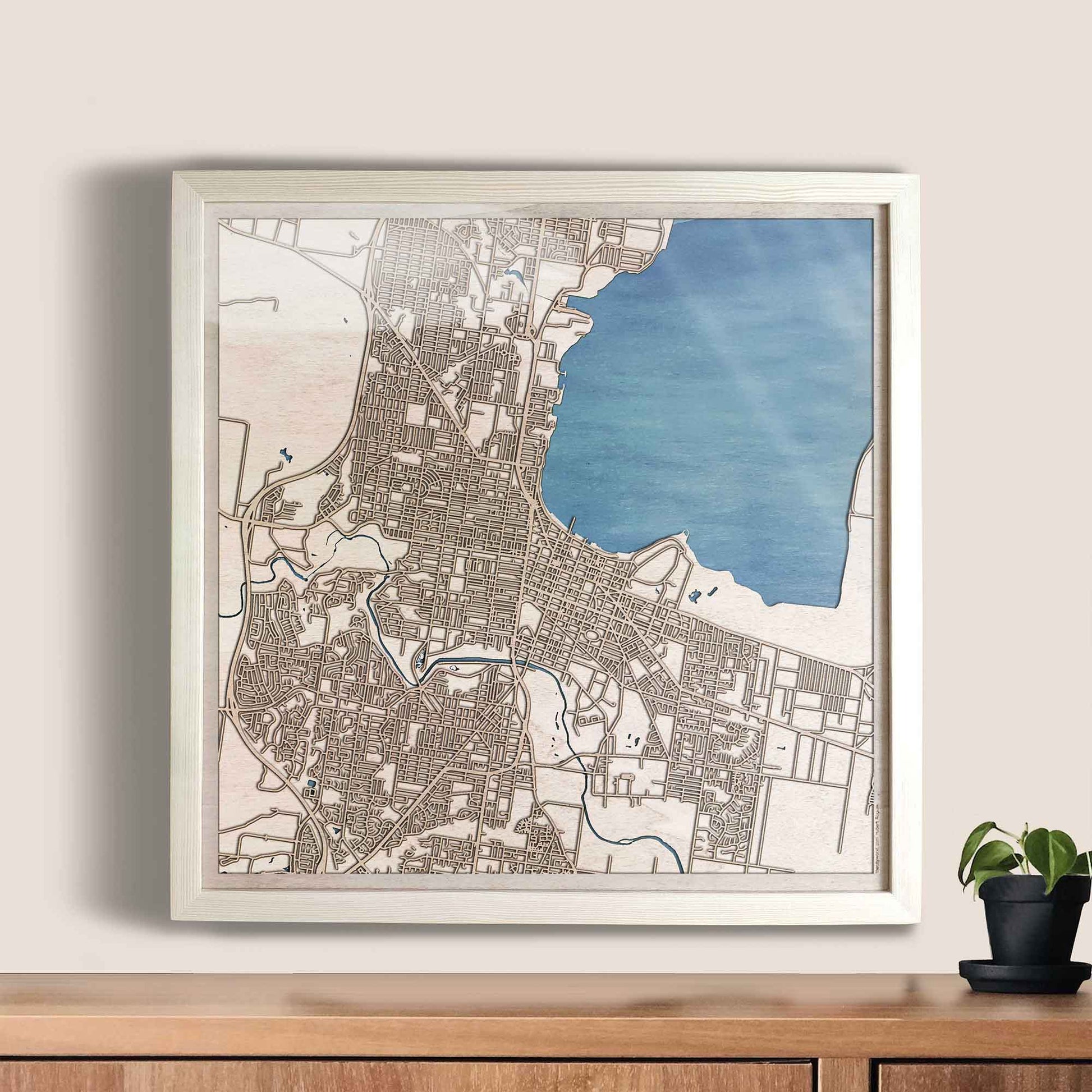 Geelong Wooden Map by CityWood - Custom Wood Map Art - Unique Laser Cut Engraved - Anniversary Gift