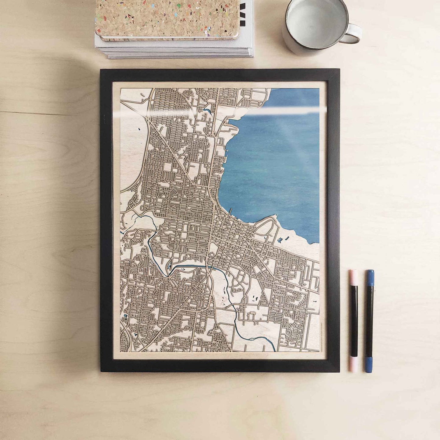 Geelong Wooden Map by CityWood - Custom Wood Map Art - Unique Laser Cut Engraved - Anniversary Gift