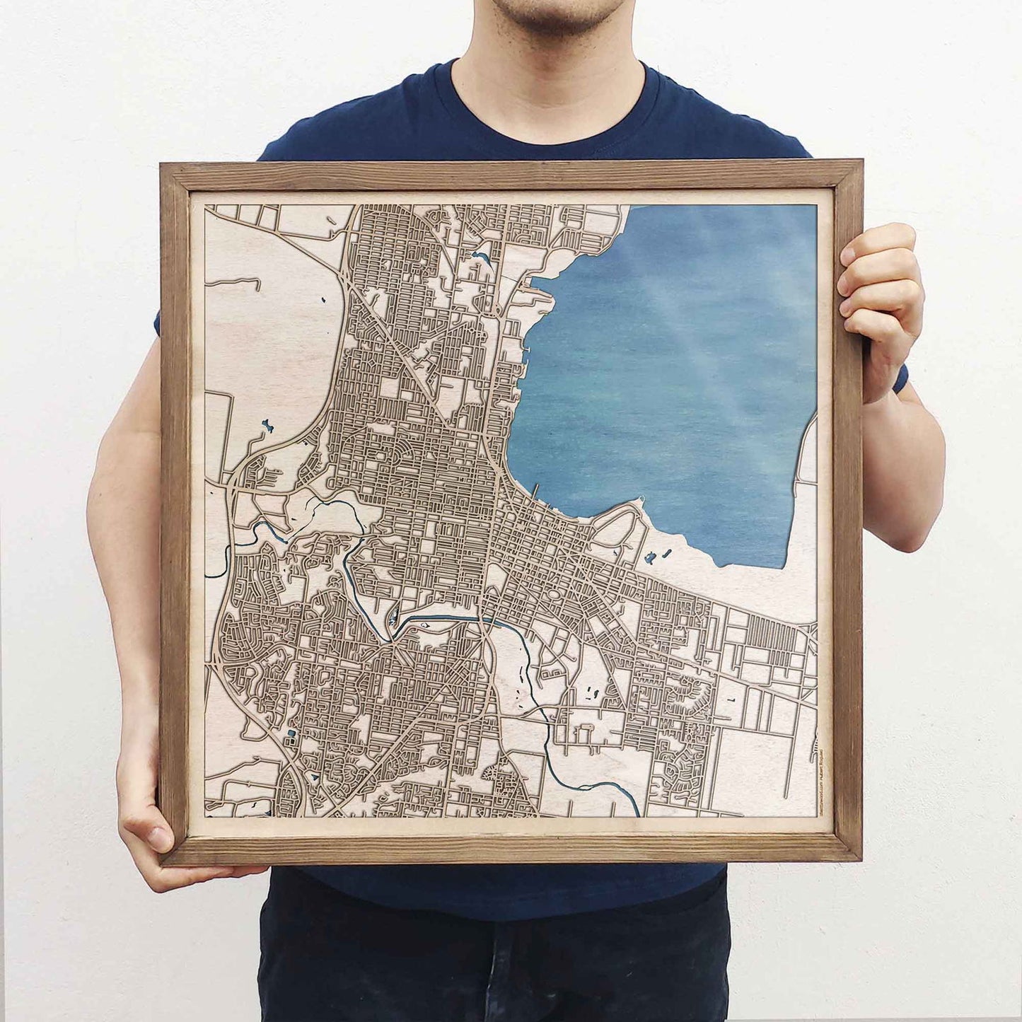 Geelong Wooden Map by CityWood - Custom Wood Map Art - Unique Laser Cut Engraved - Anniversary Gift