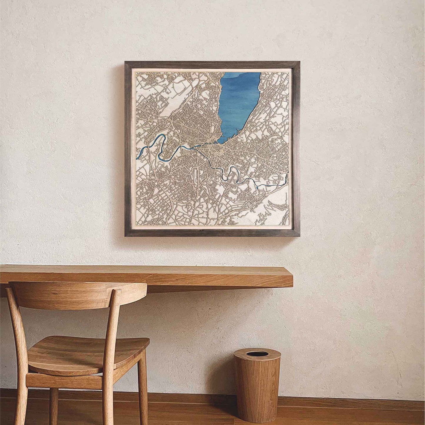 Geneva Wooden Map by CityWood - Custom Wood Map Art - Unique Laser Cut Engraved - Anniversary Gift