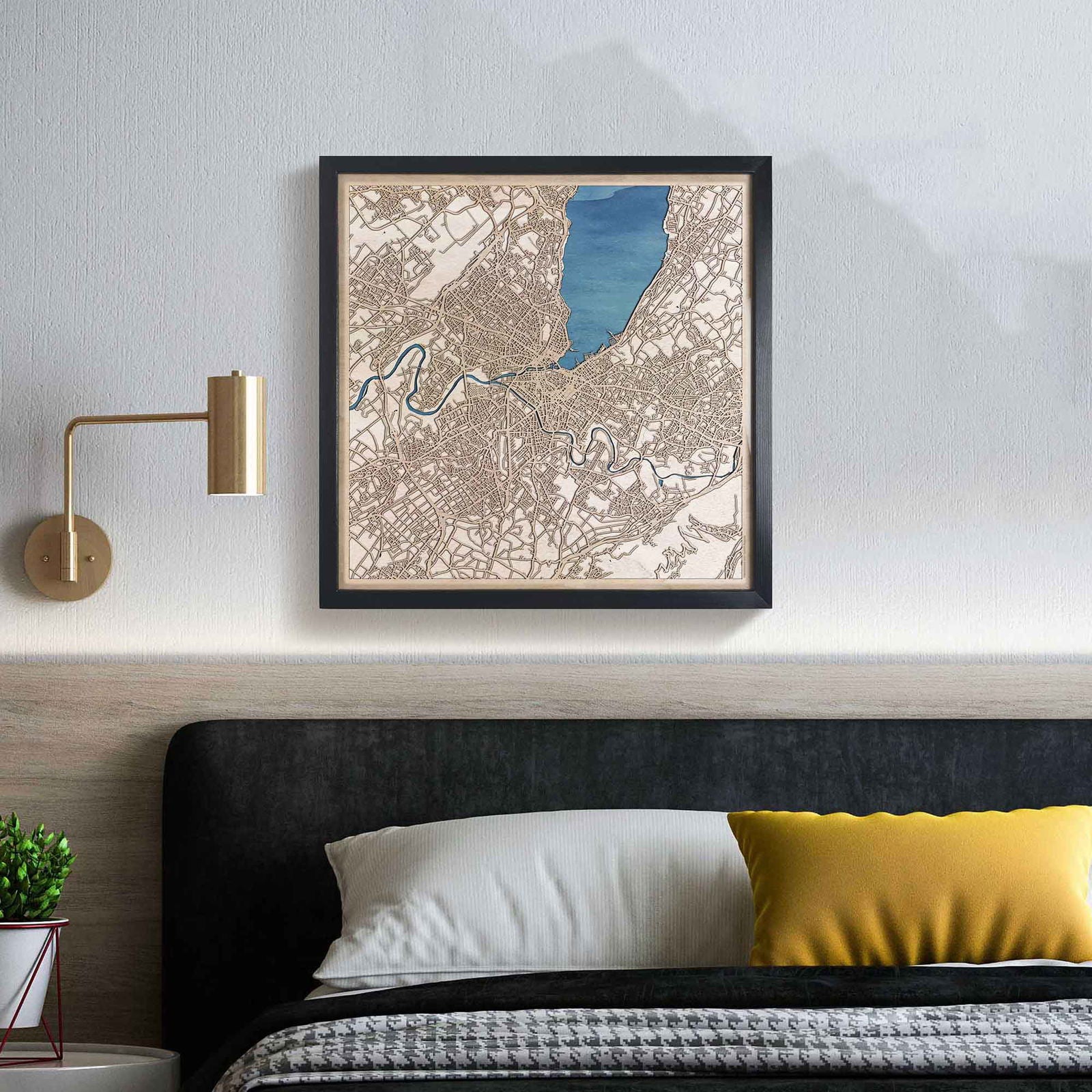 Geneva Wooden Map by CityWood - Custom Wood Map Art - Unique Laser Cut Engraved - Anniversary Gift