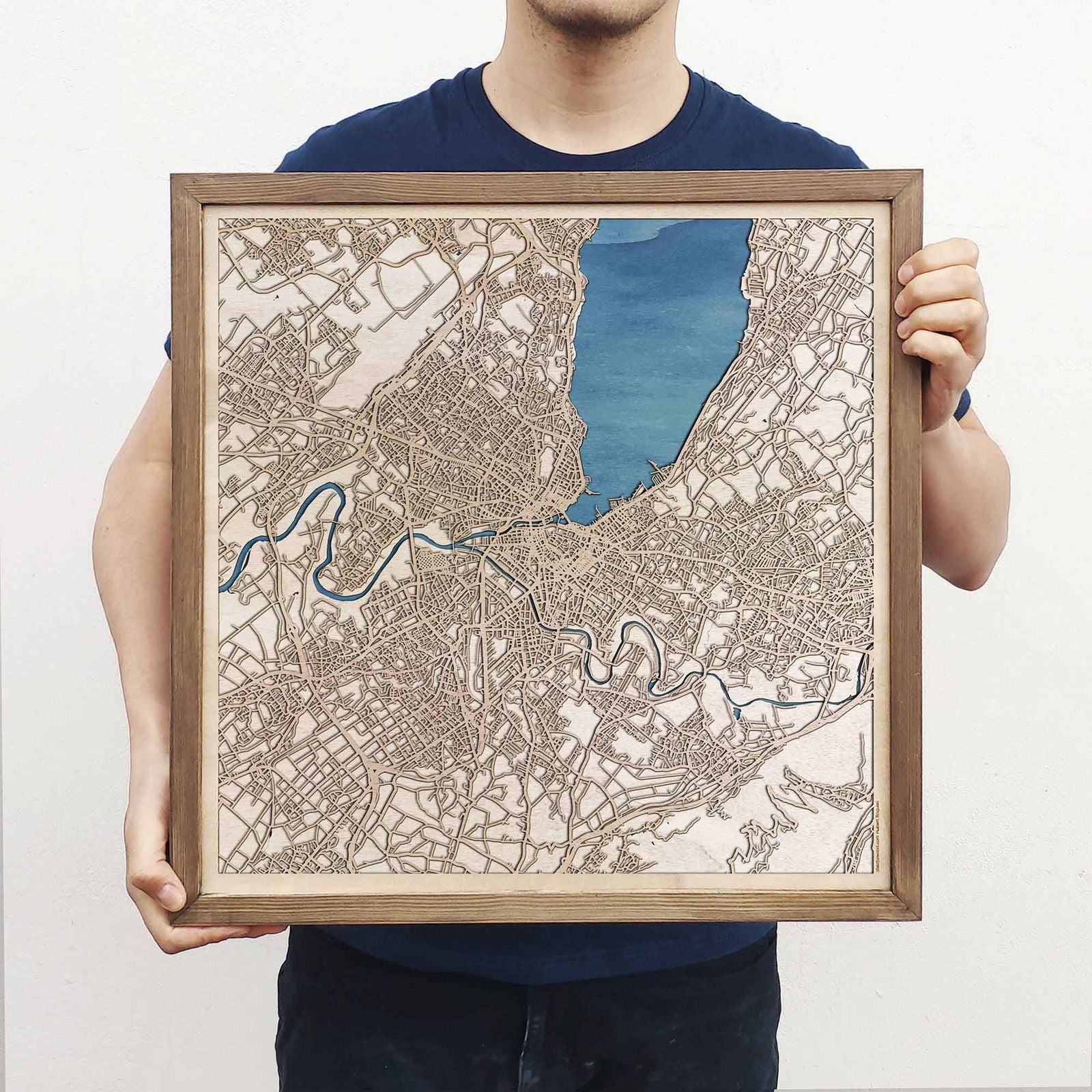 Geneva Wooden Map by CityWood - Custom Wood Map Art - Unique Laser Cut Engraved - Anniversary Gift