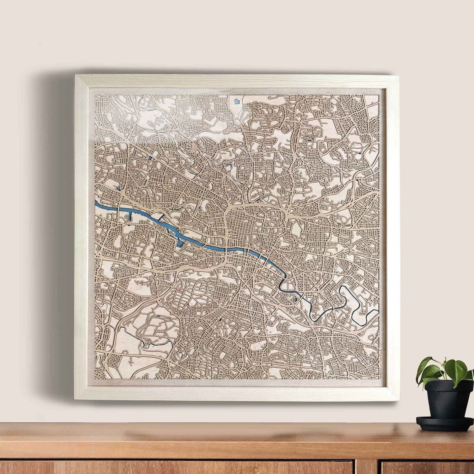 Glasgow Wooden Map by CityWood - Custom Wood Map Art - Unique Laser Cut Engraved - Anniversary Gift