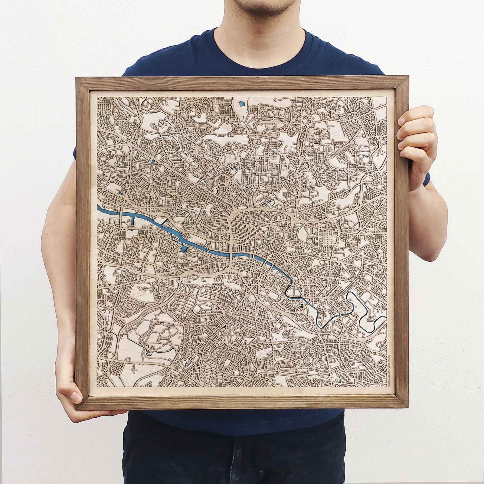 Wooden street map of Glasgow - 3D, topographic, laser cut - CityWood
