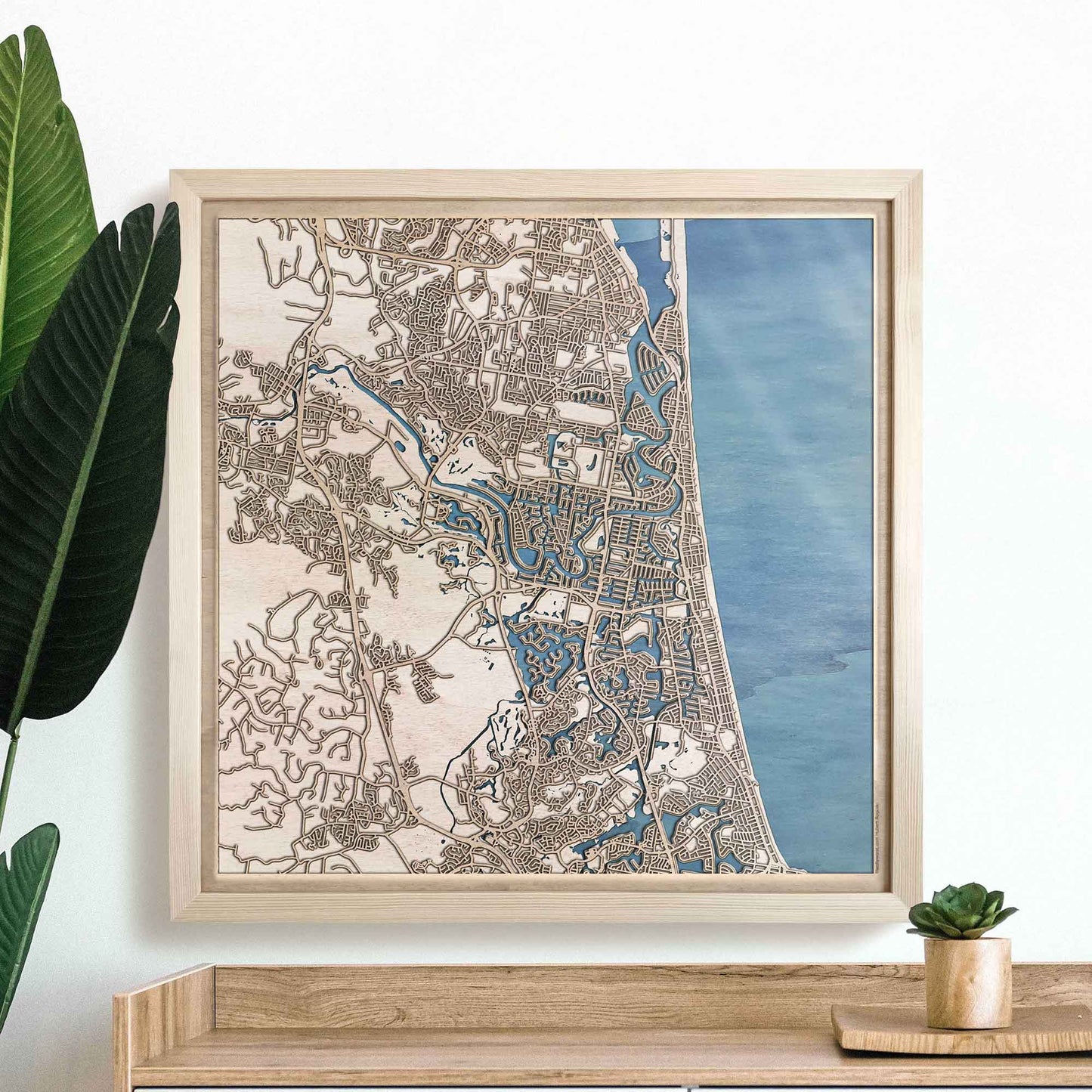 Gold Coast Wooden Map by CityWood - Custom Wood Map Art - Unique Laser Cut Engraved - Anniversary Gift