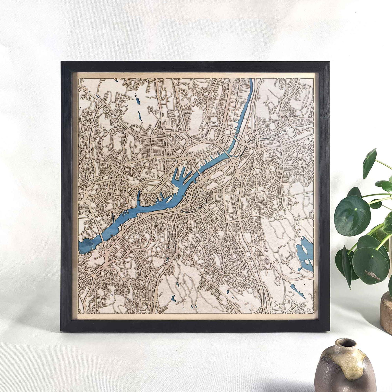 Gothenburg Wooden Map by CityWood - Custom Wood Map Art - Unique Laser Cut Engraved - Anniversary Gift