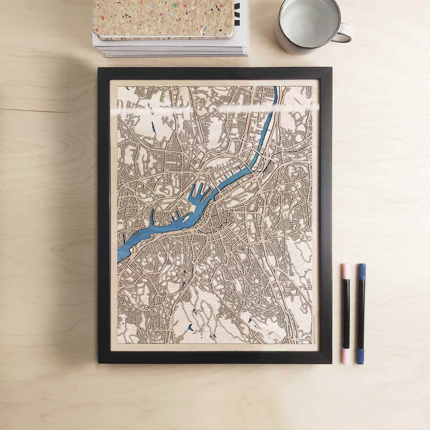 Gothenburg Wooden Map by CityWood - Custom Wood Map Art - Unique Laser Cut Engraved - Anniversary Gift