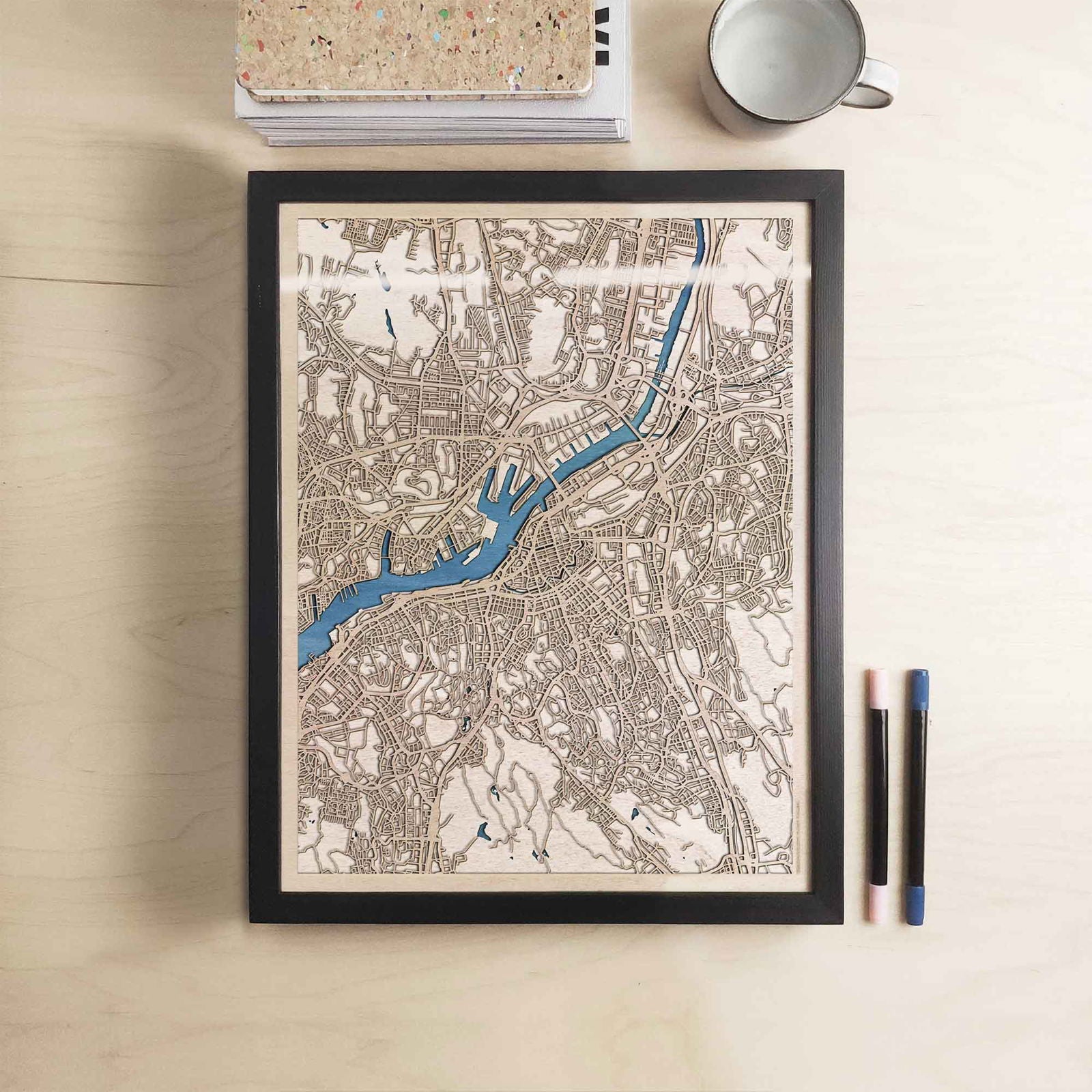 Gothenburg Wooden Map by CityWood - Custom Wood Map Art - Unique Laser Cut Engraved - Anniversary Gift